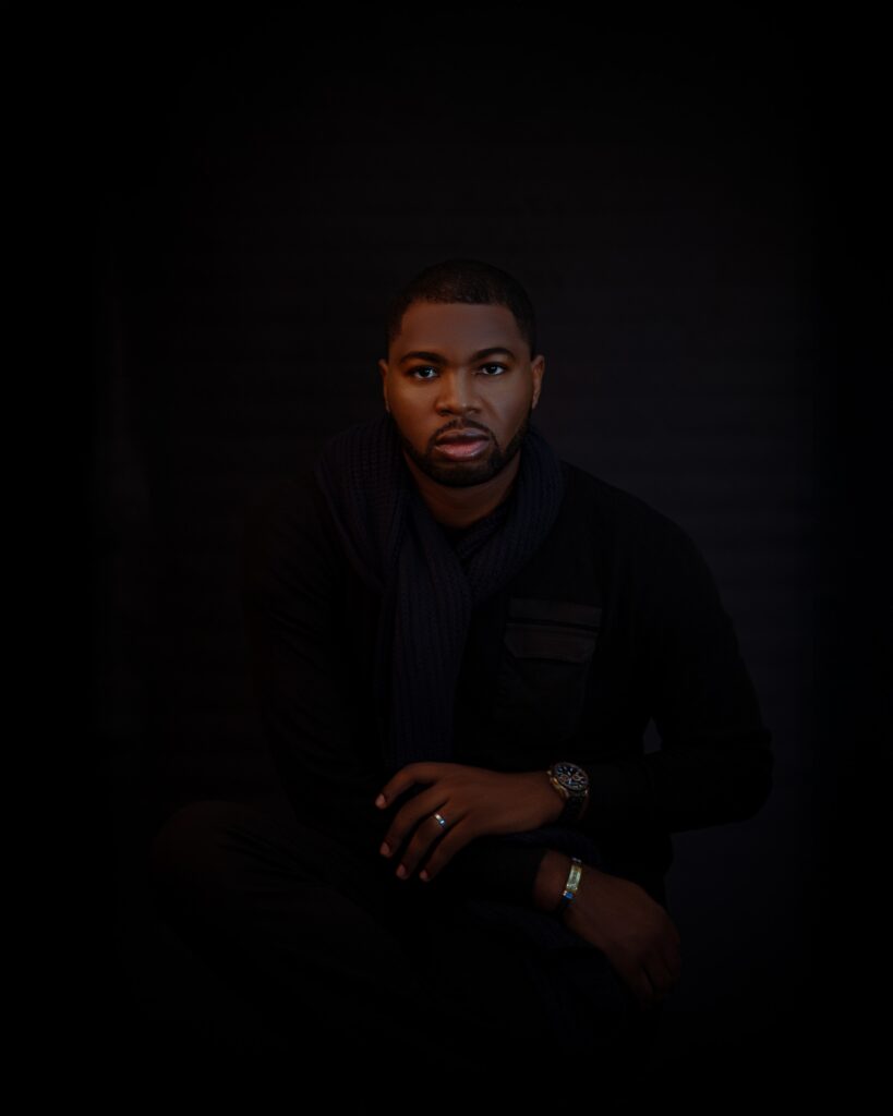 Abraham Ologundudu, portrait in low light